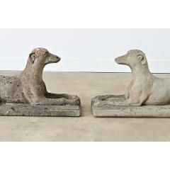 English Pair of Cast Stone Whippet Garden Statues - 4549933