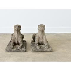 English Pair of Cast Stone Whippet Garden Statues - 4549953