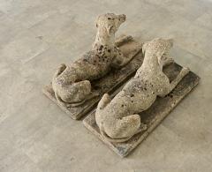 English Pair of Cast Stone Whippet Garden Statues - 4549949