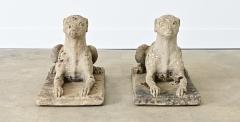English Pair of Cast Stone Whippet Garden Statues - 4549969