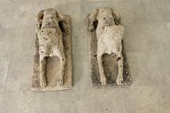 English Pair of Cast Stone Whippet Garden Statues - 4549975