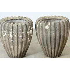 English Pair of Fluted Stone Planters - 4798694