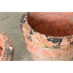 English Pair of Large 20th Century Terracotta Decorated Planters - 4798650