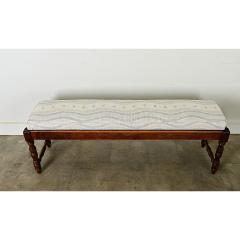 English Pair of Solid Oak Benches with Cushions - 3888055