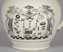 English Pearlware Pink Lustre Masonic Jug - 3087954