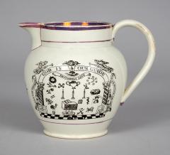 English Pearlware Pink Lustre Masonic Jug - 3087957