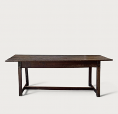 English Plank Top Rustic Oak Dining Table Early 18th Century - 4612967