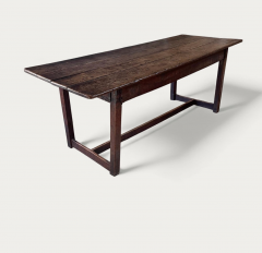 English Plank Top Rustic Oak Dining Table Early 18th Century - 4612969