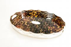 English Plated Tortoise Shell Interior Barware Footed Oval Tray - 1131130