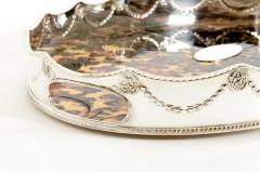 English Plated Tortoise Shell Interior Barware Footed Oval Tray - 1131134