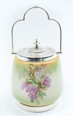 English Porcelain with Silver Plate Covered Ice Bucket  - 946267