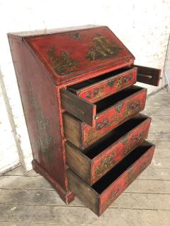English Queen Anne Early 18th Century Red Chinoiserie Lacquer Desk Commode - 2017938