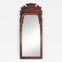 English Queen Anne Early 18th Century Red Chinoiserie Lacquer Mirror - 2021124