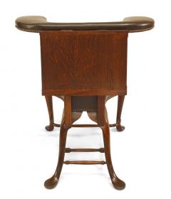 English Queen Anne Oak and Leather Reading Armchair - 4635827