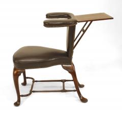 English Queen Anne Oak and Leather Reading Armchair - 4635828