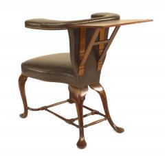 English Queen Anne Oak and Leather Reading Armchair - 4635829