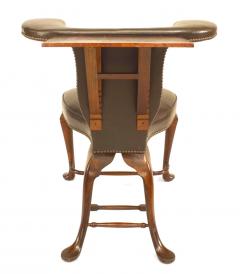 English Queen Anne Oak and Leather Reading Armchair - 4635830