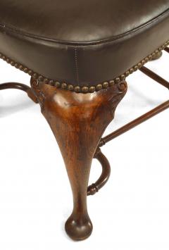 English Queen Anne Oak and Leather Reading Armchair - 4635831