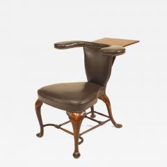 English Queen Anne Oak and Leather Reading Armchair - 4689864