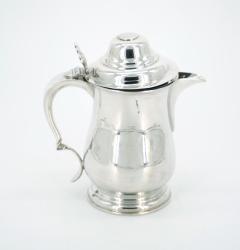 English Queen Anne Silver Plate Covered Footed Tankard - 3439588