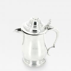 English Queen Anne Silver Plate Covered Footed Tankard - 3440632