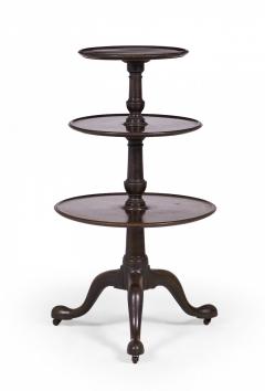 English Queen Anne Style Circular Mahogany 3 Tier Table - 3172832