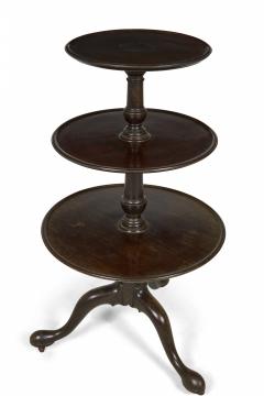 English Queen Anne Style Circular Mahogany 3 Tier Table - 3172835