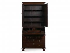 English Queen Anne Style Oak Antique Secretary Desk w Bookcase - 1115498