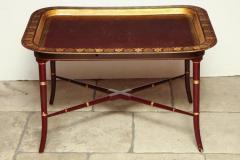 English Red Lacquered Papier M ch Tray Table - 2136591