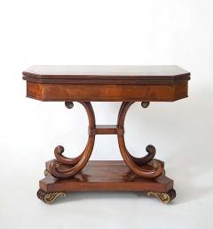 English Regency Brass Inlaid Mahogany Fold Over Top Console Table circa 1815 - 4021364