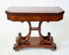 English Regency Brass Inlaid Mahogany Fold Over Top Console Table circa 1815 - 4021366