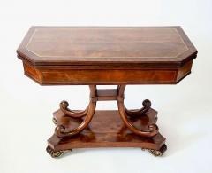 English Regency Brass Inlaid Mahogany Fold Over Top Console Table circa 1815 - 4021367