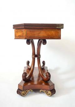 English Regency Brass Inlaid Mahogany Fold Over Top Console Table circa 1815 - 4021370