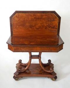 English Regency Brass Inlaid Mahogany Fold Over Top Console Table circa 1815 - 4021371