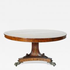 English Regency Brass Inlaid Rosewood Tilt Top Center Table - 2592287