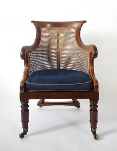 English Regency Caned Mahogany Armchair or Bergere of Unusual Form circa 1830 - 4230153