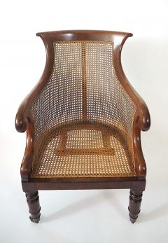 English Regency Caned Mahogany Armchair or Bergere of Unusual Form circa 1830 - 4230164
