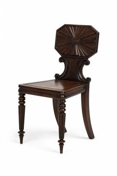 English Regency Carved Mahogany Hall Side Chairs - 4170420