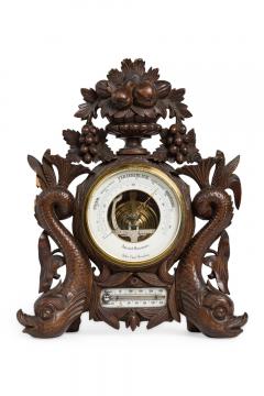 English Regency Carved Walnut Barometer - 4658479