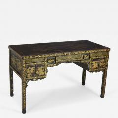 English Regency Chinese Export Gilt Black Lacquer Desk - 2799714