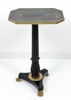 English Regency Chinoiserie Lacquer Top Ebonized Brass Mounted Stand - 2914181