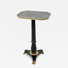 English Regency Chinoiserie Lacquer Top Ebonized Brass Mounted Stand - 2920607