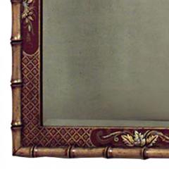English Regency Chinoiserie Style Faux Bamboo Pediment Top Wall Mirror - 4631628