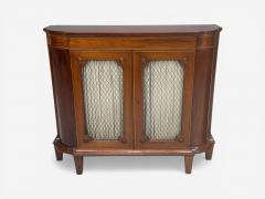 English Regency Demilune Cabinets Mahogany Brass Fabric England 20th c  - 4556913