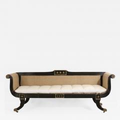 English Regency Ebonized and Gilt Star Design Sofa Settee - 2802045