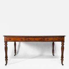 English Regency George IV Oak and Burr Walnut Library Writing Table circa 1825 - 4613402