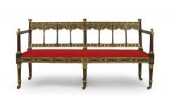 English Regency Lattice and Red Upholstered Settee - 1419234