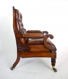 English Regency Leather Upholstered Mahogany Reclining Armchair circa 1830 - 3261821
