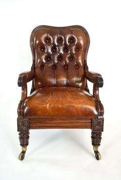 English Regency Leather Upholstered Mahogany Reclining Armchair circa 1830 - 3261822