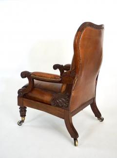 English Regency Leather Upholstered Mahogany Reclining Armchair circa 1830 - 3261824